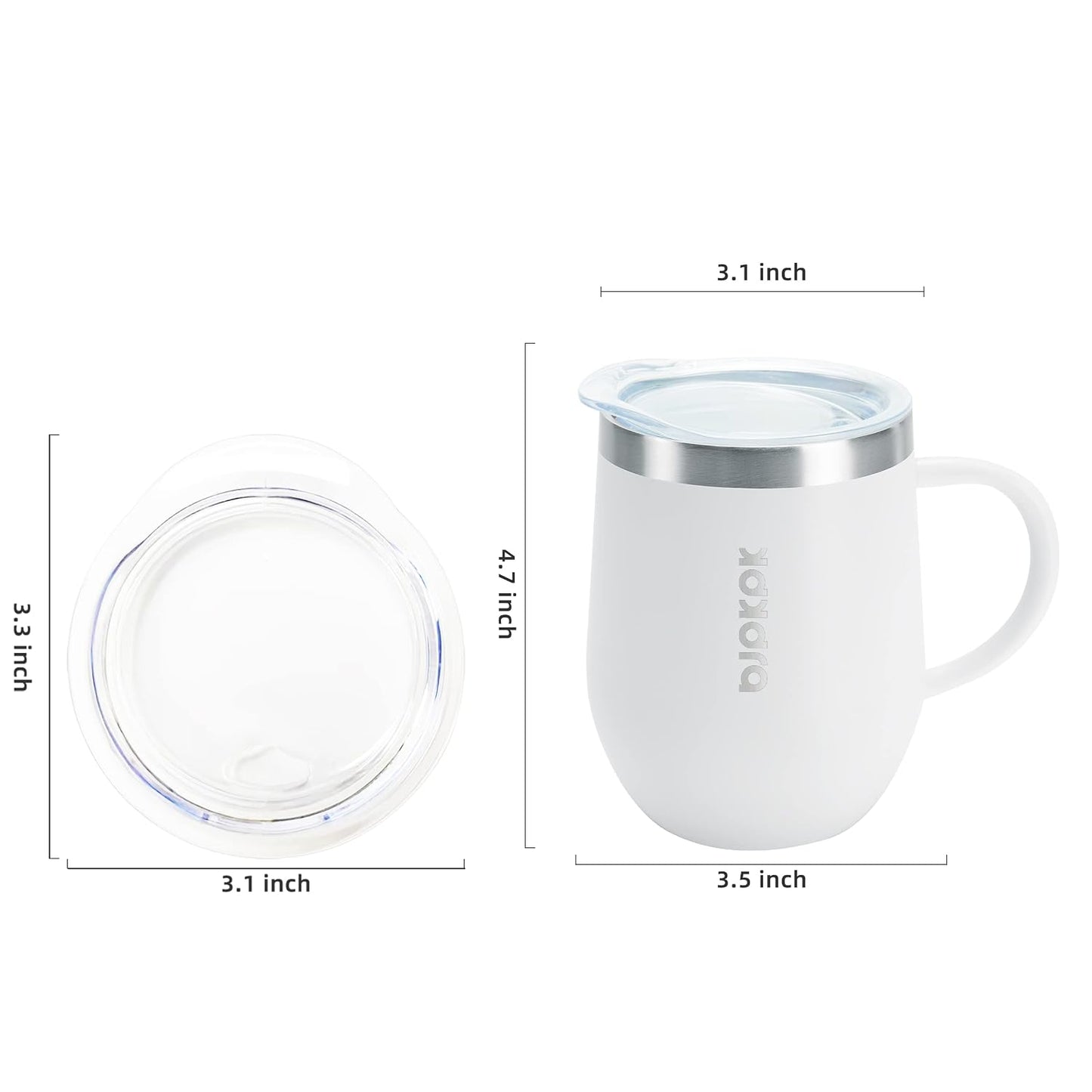 2PCS Insulated Coffee Mug with Lid, 12oz Stainless Steel Tumbler | Travel Coffee Mug with Handle, Vacuum Insulated Tumbler Cup for Camping, Office, Home, BPA Free Lid, Hot & Cold