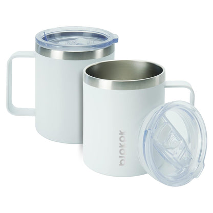 2PCS Insulated Coffee Mug with Lid, 12oz Stainless Steel Tumbler | Travel Coffee Mug with Handle, Vacuum Insulated Tumbler Cup for Camping, Office, Home, BPA Free Lid, Hot & Cold
