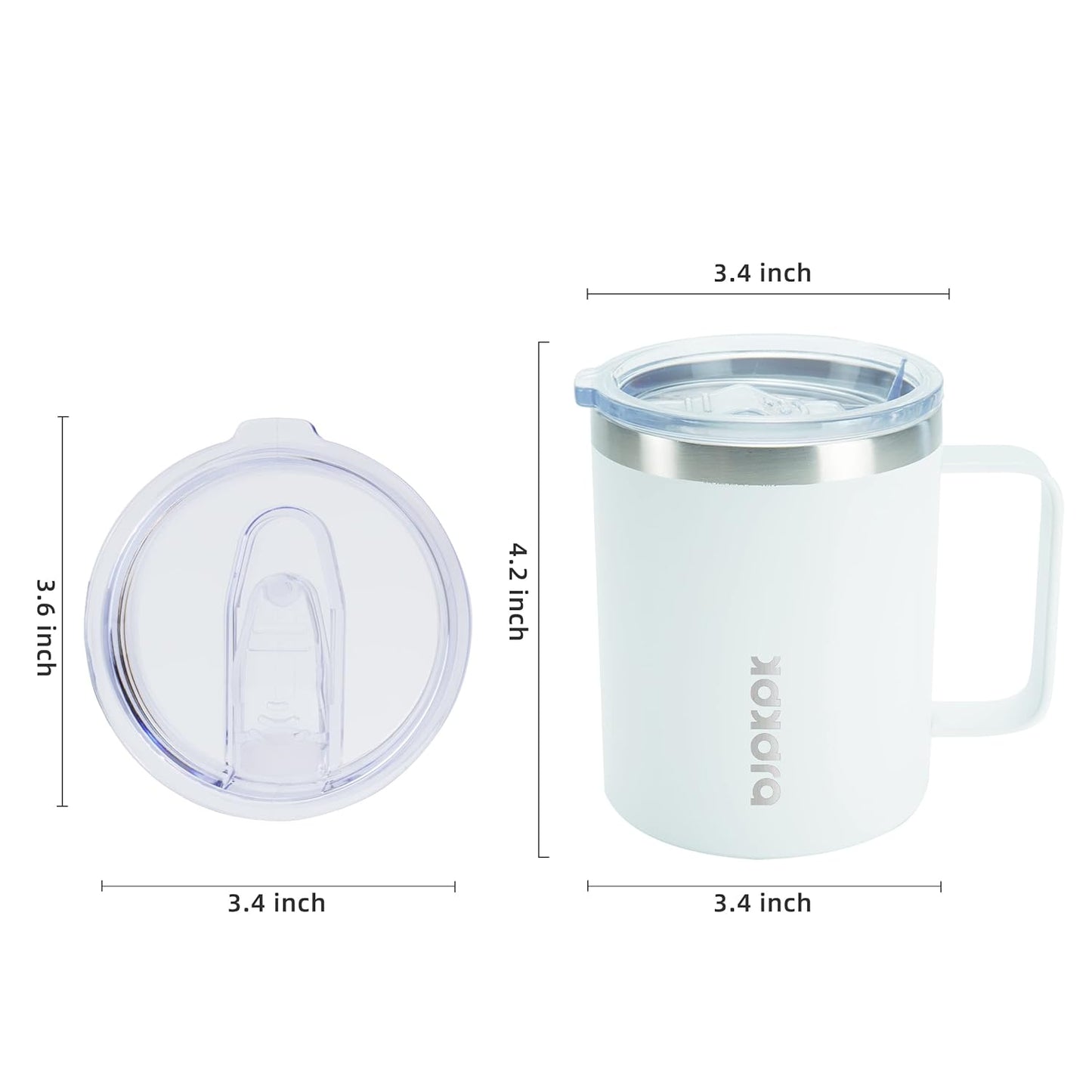 2PCS Insulated Coffee Mug with Lid, 12oz Stainless Steel Tumbler | Travel Coffee Mug with Handle, Vacuum Insulated Tumbler Cup for Camping, Office, Home, BPA Free Lid, Hot & Cold