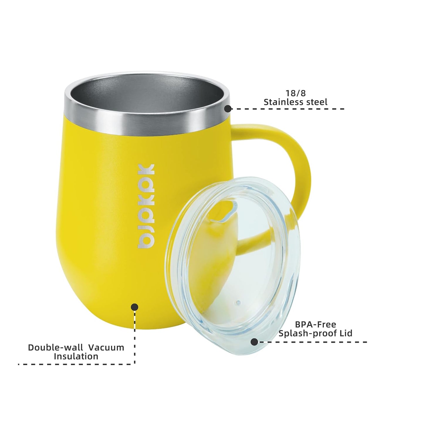 2PCS Insulated Coffee Mug with Lid, 12oz Stainless Steel Tumbler | Travel Coffee Mug with Handle, Vacuum Insulated Tumbler Cup for Camping, Office, Home, BPA Free Lid, Hot & Cold