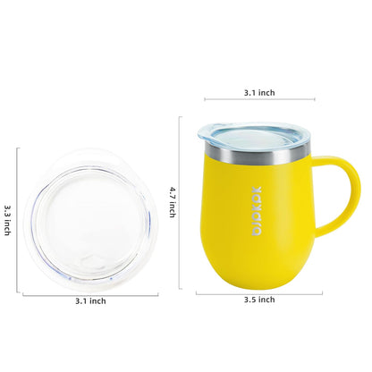 2PCS Insulated Coffee Mug with Lid, 12oz Stainless Steel Tumbler | Travel Coffee Mug with Handle, Vacuum Insulated Tumbler Cup for Camping, Office, Home, BPA Free Lid, Hot & Cold