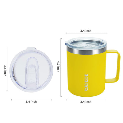2PCS Insulated Coffee Mug with Lid, 12oz Stainless Steel Tumbler | Travel Coffee Mug with Handle, Vacuum Insulated Tumbler Cup for Camping, Office, Home, BPA Free Lid, Hot & Cold