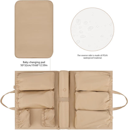 Removable Organizer Insert with Insulated Pocket,Updated Diaper Bag with 11 Total Pockets&Changing Pad, Handbag Tote Bag for Women Mommy Nurse (Brown)