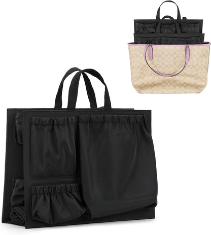 Removable Organizer Insert with Insulated Pocket,Updated Diaper Bag with 11 Total Pockets&Changing Pad, Handbag Tote Bag for Women Mommy Nurse (Brown)