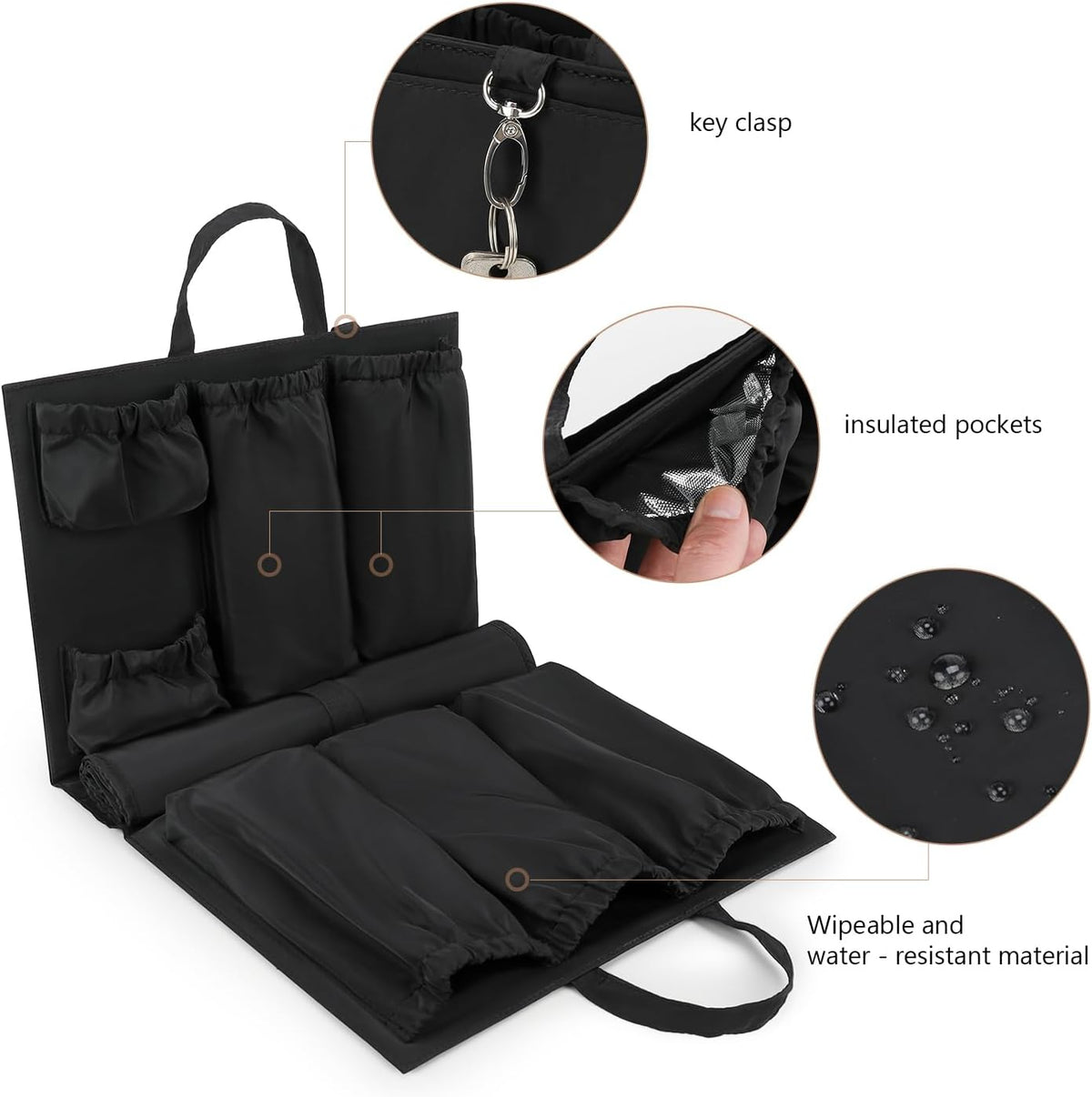 Removable Organizer Insert with Insulated Pocket,Updated Diaper Bag with 11 Total Pockets&Changing Pad, Handbag Tote Bag for Women Mommy Nurse (Brown)