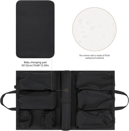 Removable Organizer Insert with Insulated Pocket,Updated Diaper Bag with 11 Total Pockets&Changing Pad, Handbag Tote Bag for Women Mommy Nurse (Brown)