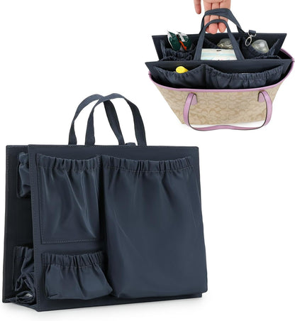 Removable Organizer Insert with Insulated Pocket,Updated Diaper Bag with 11 Total Pockets&Changing Pad, Handbag Tote Bag for Women Mommy Nurse (Brown)