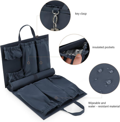 Removable Organizer Insert with Insulated Pocket,Updated Diaper Bag with 11 Total Pockets&Changing Pad, Handbag Tote Bag for Women Mommy Nurse (Brown)