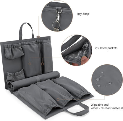 Removable Organizer Insert with Insulated Pocket,Updated Diaper Bag with 11 Total Pockets&Changing Pad, Handbag Tote Bag for Women Mommy Nurse (Brown)