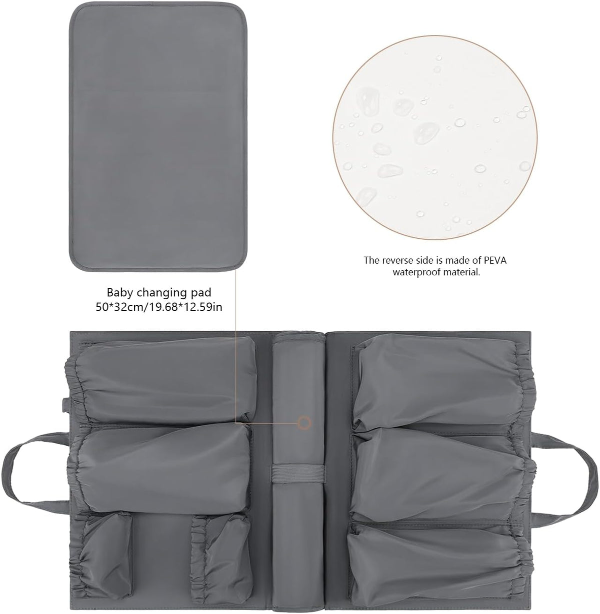 Removable Organizer Insert with Insulated Pocket,Updated Diaper Bag with 11 Total Pockets&Changing Pad, Handbag Tote Bag for Women Mommy Nurse (Brown)