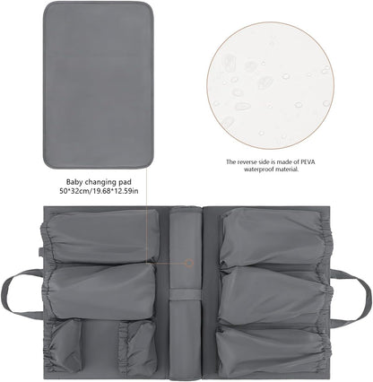 Removable Organizer Insert with Insulated Pocket,Updated Diaper Bag with 11 Total Pockets&Changing Pad, Handbag Tote Bag for Women Mommy Nurse (Brown)