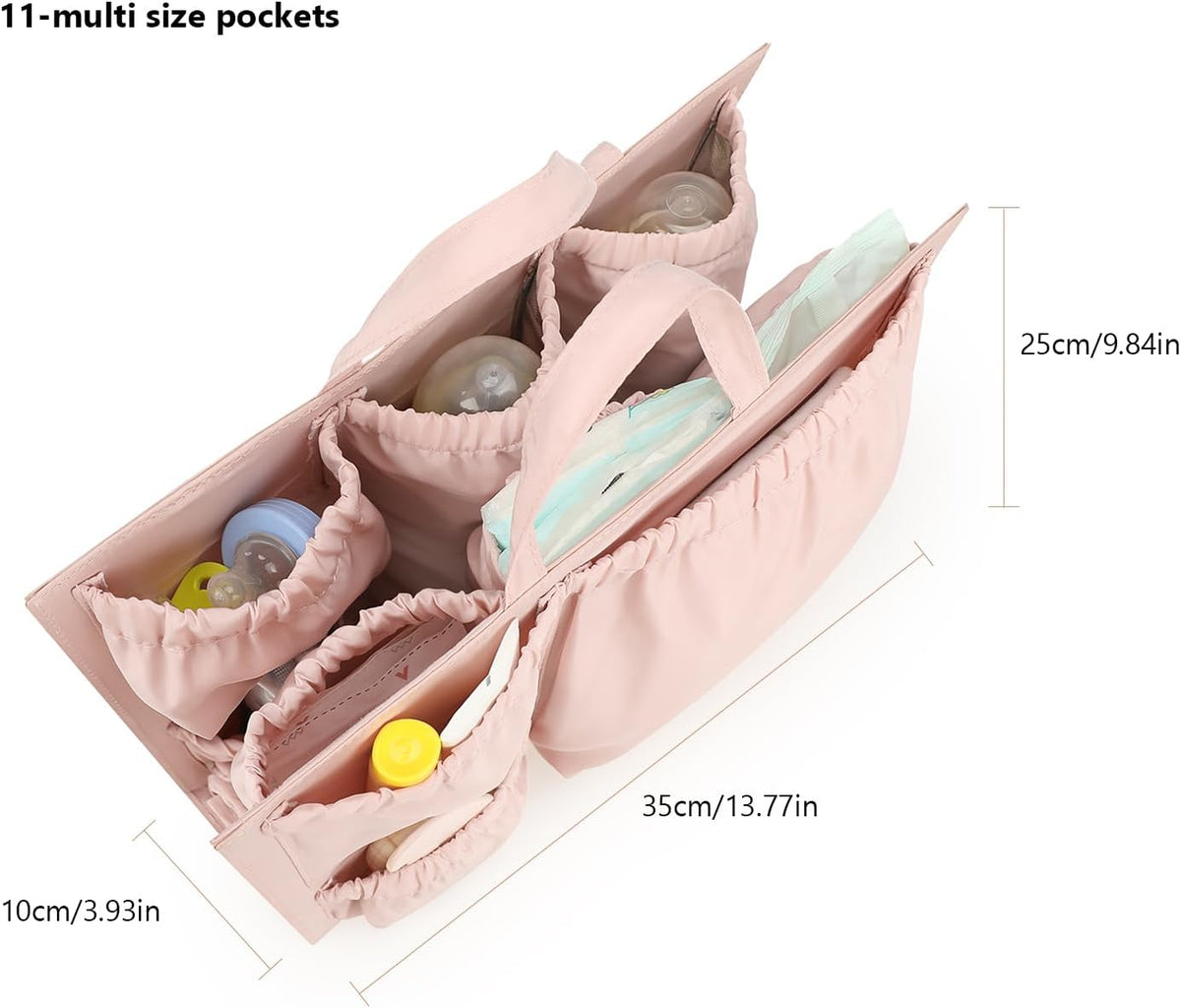 Removable Organizer Insert with Insulated Pocket,Updated Diaper Bag with 11 Total Pockets&Changing Pad, Handbag Tote Bag for Women Mommy Nurse (Brown)