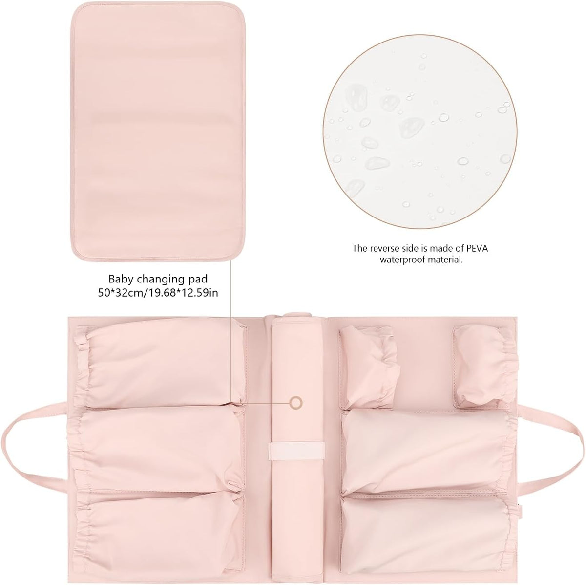 Removable Organizer Insert with Insulated Pocket,Updated Diaper Bag with 11 Total Pockets&Changing Pad, Handbag Tote Bag for Women Mommy Nurse (Brown)