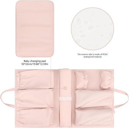 Removable Organizer Insert with Insulated Pocket,Updated Diaper Bag with 11 Total Pockets&Changing Pad, Handbag Tote Bag for Women Mommy Nurse (Brown)