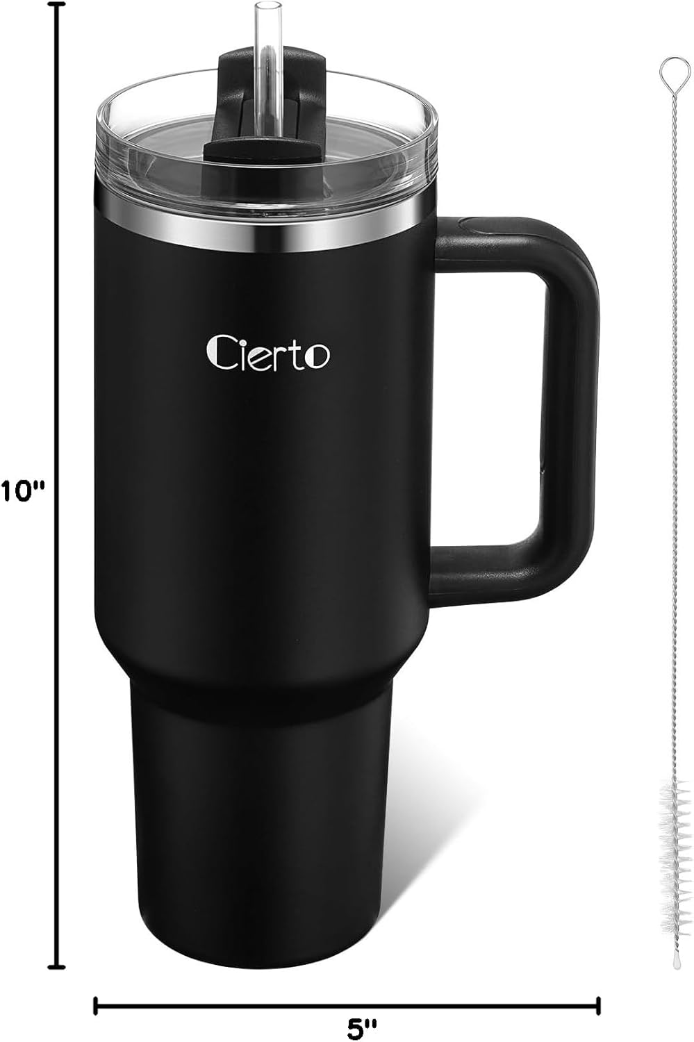 40 oz Tumbler with Handle and Straw, Leak-Resistant 3-in-1 Lid, Cup Holder Friendly, Dishwasher Safe, 18/8 Stainless Steel Vacuum Insulated Travel Mug (White)