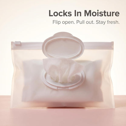 White Baby Wipe Case Travel Holder Keeps Wipes Moist Set of Wet Wipes Holders Cases Portable Travel On The Go Refillable Dispenser Container Diaper Wipe Holders