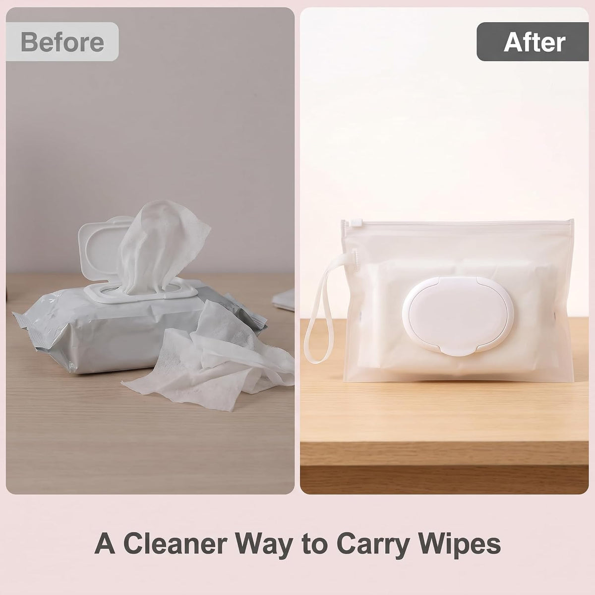 White Baby Wipe Case Travel Holder Keeps Wipes Moist Set of Wet Wipes Holders Cases Portable Travel On The Go Refillable Dispenser Container Diaper Wipe Holders
