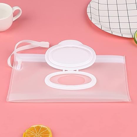 White Baby Wipe Case Travel Holder Keeps Wipes Moist Set of Wet Wipes Holders Cases Portable Travel On The Go Refillable Dispenser Container Diaper Wipe Holders