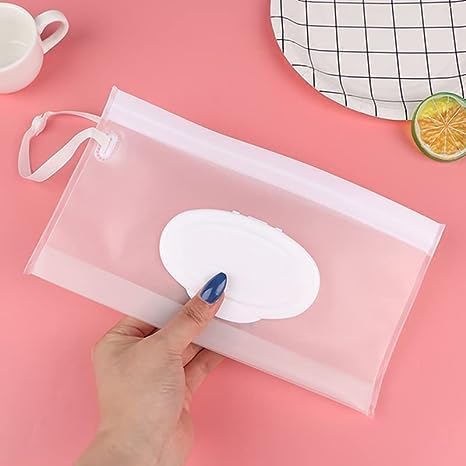 White Baby Wipe Case Travel Holder Keeps Wipes Moist Set of Wet Wipes Holders Cases Portable Travel On The Go Refillable Dispenser Container Diaper Wipe Holders
