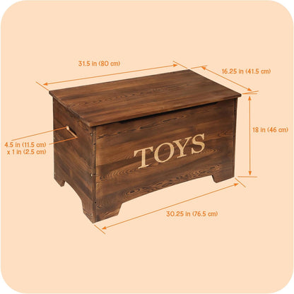Farmhouse Solid Wood Rustic Toy Box with Reversible Panel - Distressed White, Safety Hinges & Customizable Storage