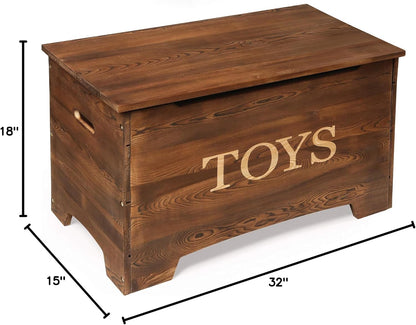 Farmhouse Solid Wood Rustic Toy Box with Reversible Panel - Distressed White, Safety Hinges & Customizable Storage