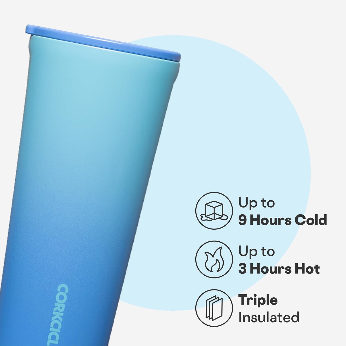 Classic Tumbler - Keeps Drinks Cold 9 Plus Hours - Triple Insulated Stainless Steel Drink Tumbler - Sliding Lid - Summer Drinkware Gift - Keeps Drinks Ice Cold - 24 oz - Boom Box Blue