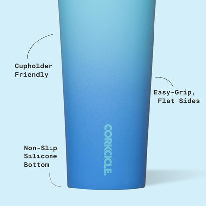 Classic Tumbler - Keeps Drinks Cold 9 Plus Hours - Triple Insulated Stainless Steel Drink Tumbler - Sliding Lid - Summer Drinkware Gift - Keeps Drinks Ice Cold - 24 oz - Boom Box Blue