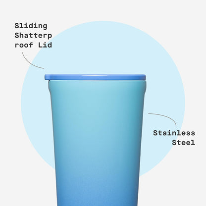 Classic Tumbler - Keeps Drinks Cold 9 Plus Hours - Triple Insulated Stainless Steel Drink Tumbler - Sliding Lid - Summer Drinkware Gift - Keeps Drinks Ice Cold - 24 oz - Boom Box Blue