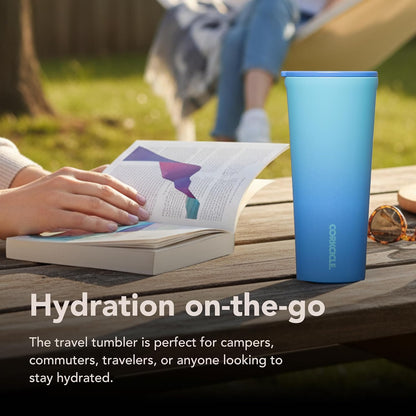 Classic Tumbler - Keeps Drinks Cold 9 Plus Hours - Triple Insulated Stainless Steel Drink Tumbler - Sliding Lid - Summer Drinkware Gift - Keeps Drinks Ice Cold - 24 oz - Boom Box Blue