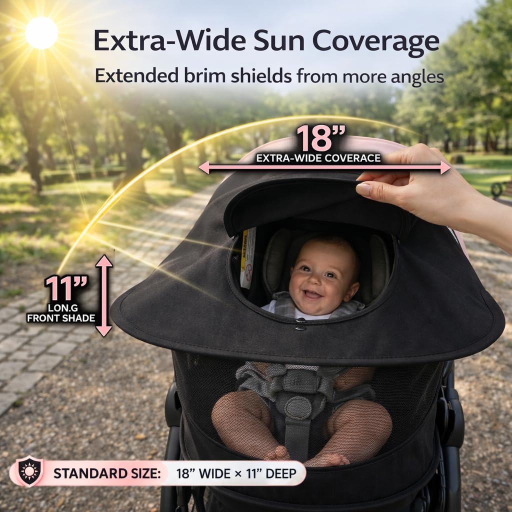 Doona Car Seat Sun Shade Extension, UV Protection Canopy, Bug Net