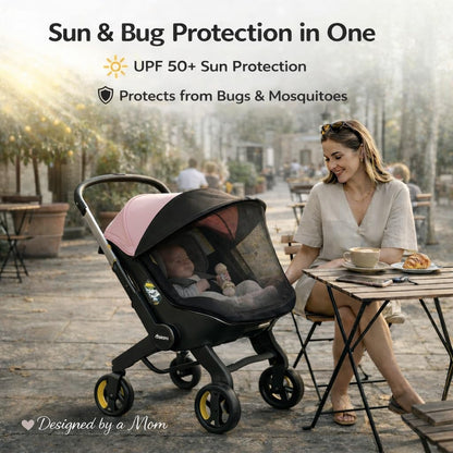 Doona Car Seat Sun Shade Extension, UV Protection Canopy, Bug Net