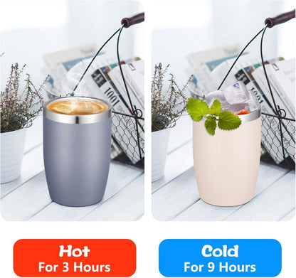 Stainless Steel 12 oz Tumblers bulk Vacuum Insulated Double Wall Travel Tumbler with Lid and Straw Reusable Tumbler,White 6 pack