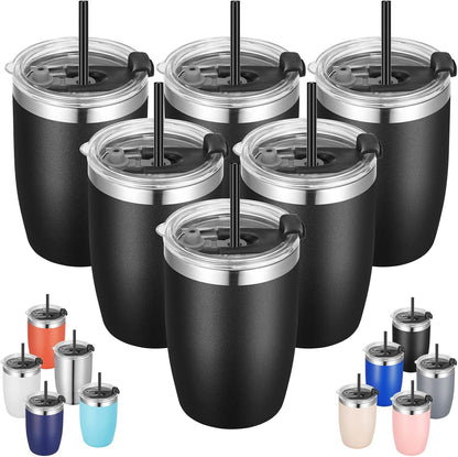 Stainless Steel 12 oz Tumblers bulk Vacuum Insulated Double Wall Travel Tumbler with Lid and Straw Reusable Tumbler,White 6 pack