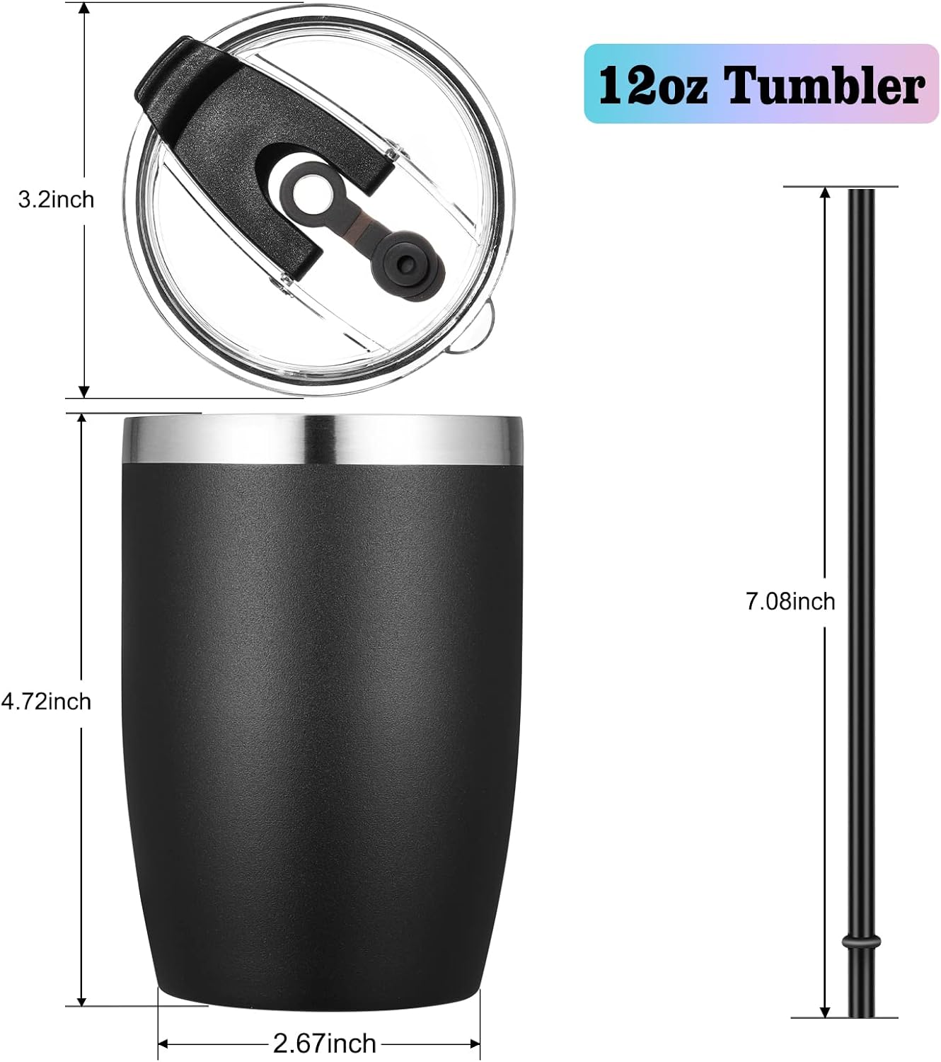 Stainless Steel 12 oz Tumblers bulk Vacuum Insulated Double Wall Travel Tumbler with Lid and Straw Reusable Tumbler,White 6 pack
