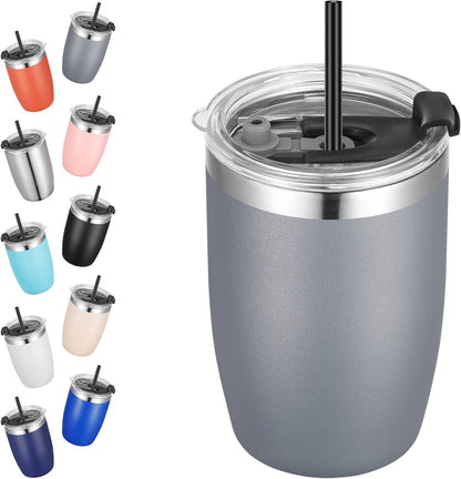 Stainless Steel 12 oz Tumblers bulk Vacuum Insulated Double Wall Travel Tumbler with Lid and Straw Reusable Tumbler,White 6 pack