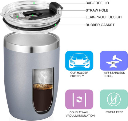 Stainless Steel 12 oz Tumblers bulk Vacuum Insulated Double Wall Travel Tumbler with Lid and Straw Reusable Tumbler,White 6 pack