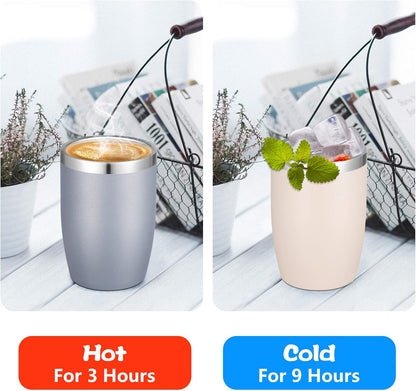 Stainless Steel 12 oz Tumblers bulk Vacuum Insulated Double Wall Travel Tumbler with Lid and Straw Reusable Tumbler,White 6 pack