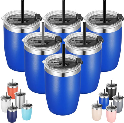 Stainless Steel 12 oz Tumblers bulk Vacuum Insulated Double Wall Travel Tumbler with Lid and Straw Reusable Tumbler,White 6 pack