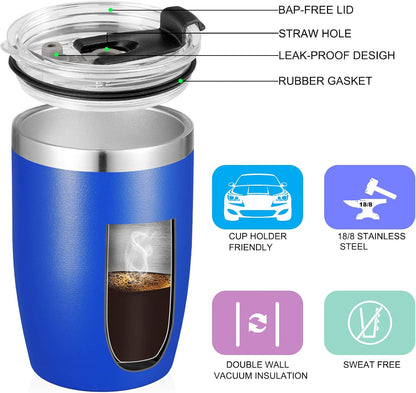 Stainless Steel 12 oz Tumblers bulk Vacuum Insulated Double Wall Travel Tumbler with Lid and Straw Reusable Tumbler,White 6 pack