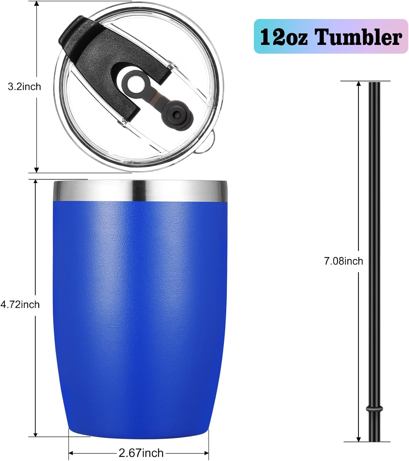 Stainless Steel 12 oz Tumblers bulk Vacuum Insulated Double Wall Travel Tumbler with Lid and Straw Reusable Tumbler,White 6 pack