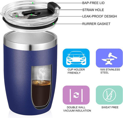 Stainless Steel 12 oz Tumblers bulk Vacuum Insulated Double Wall Travel Tumbler with Lid and Straw Reusable Tumbler,White 6 pack