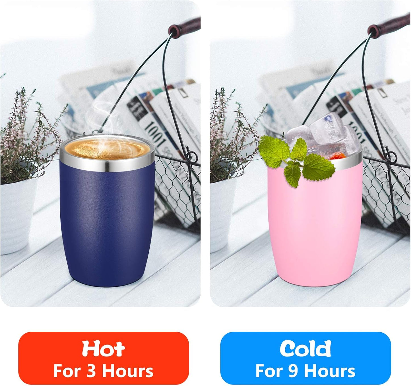 Stainless Steel 12 oz Tumblers bulk Vacuum Insulated Double Wall Travel Tumbler with Lid and Straw Reusable Tumbler,White 6 pack