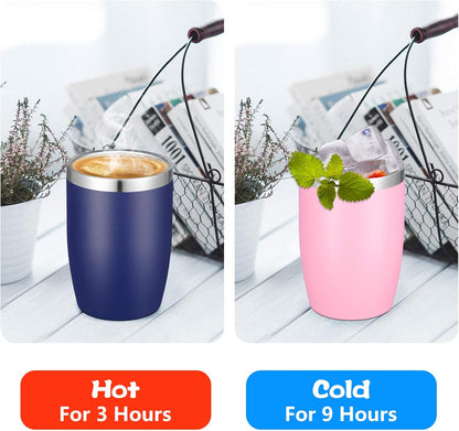 Stainless Steel 12 oz Tumblers bulk Vacuum Insulated Double Wall Travel Tumbler with Lid and Straw Reusable Tumbler,White 6 pack