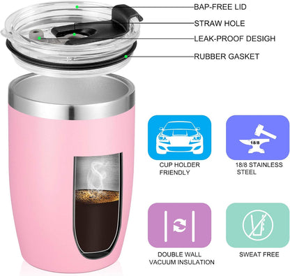 Stainless Steel 12 oz Tumblers bulk Vacuum Insulated Double Wall Travel Tumbler with Lid and Straw Reusable Tumbler,White 6 pack