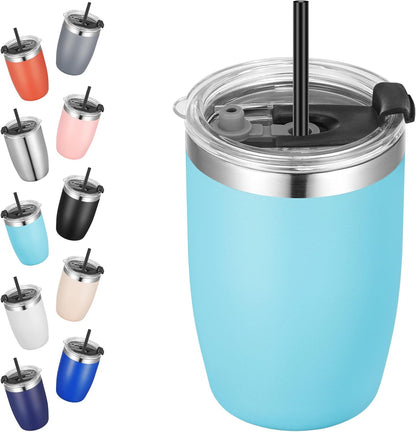 Stainless Steel 12 oz Tumblers bulk Vacuum Insulated Double Wall Travel Tumbler with Lid and Straw Reusable Tumbler,White 6 pack