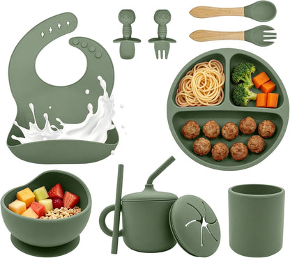 Silicone Baby Feeding Set 9 Pcs, Baby Led Weaning Supplies