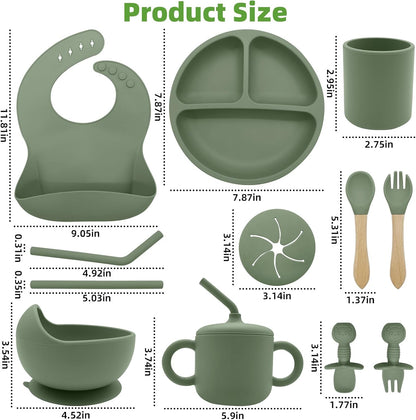Silicone Baby Feeding Set 9 Pcs, Baby Led Weaning Supplies