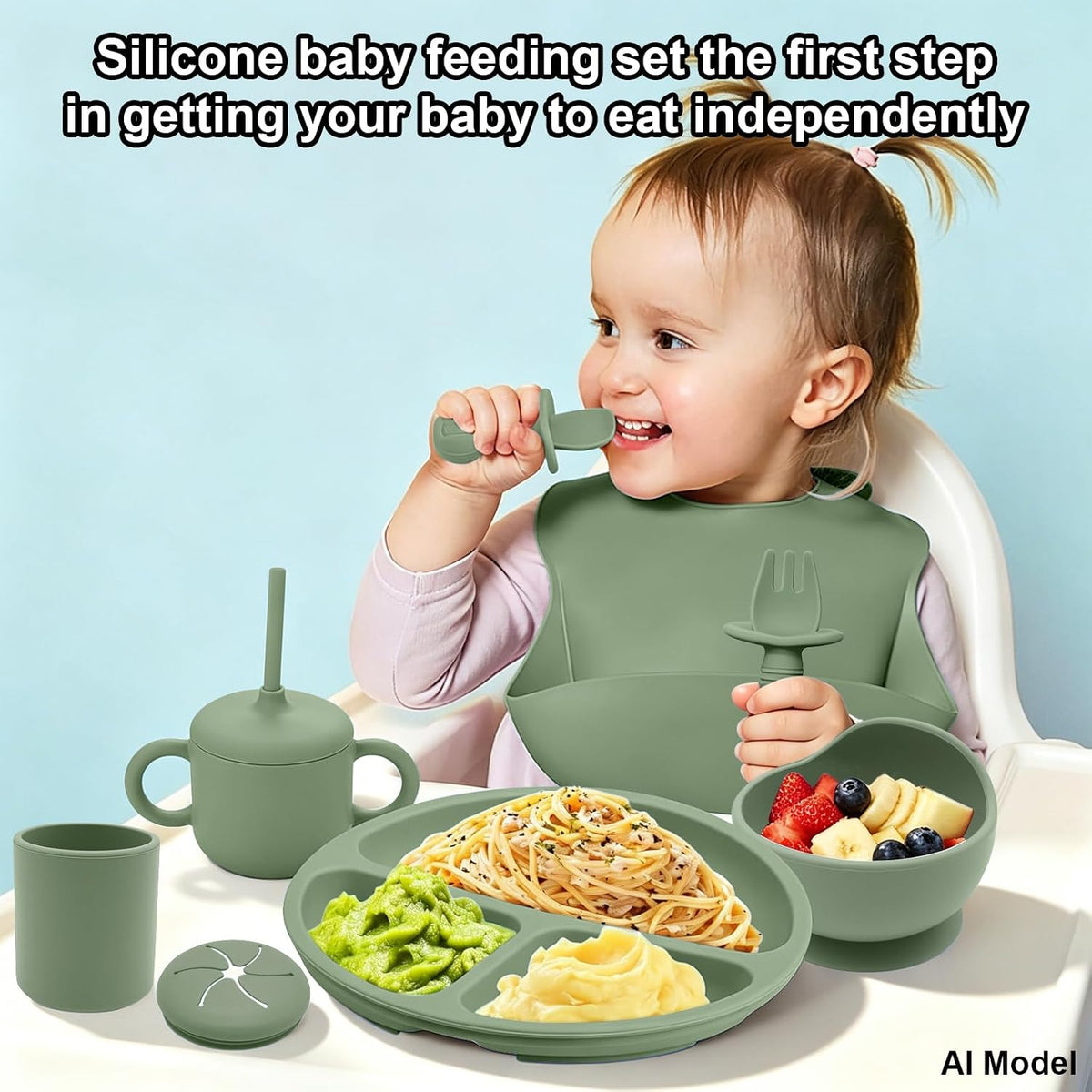 Silicone Baby Feeding Set 9 Pcs, Baby Led Weaning Supplies