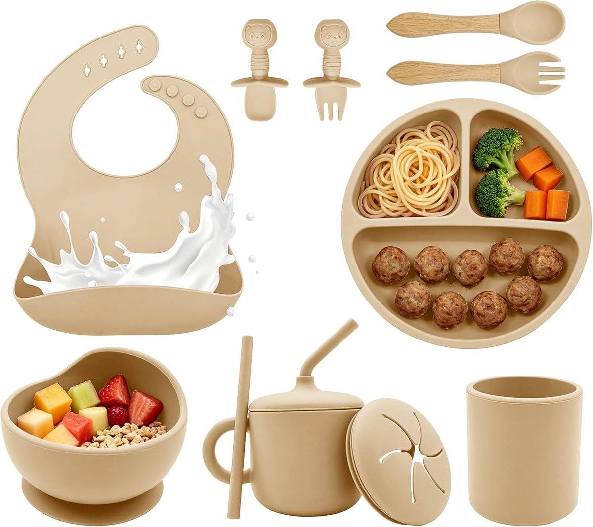 Silicone Baby Feeding Set 9 Pcs, Baby Led Weaning Supplies