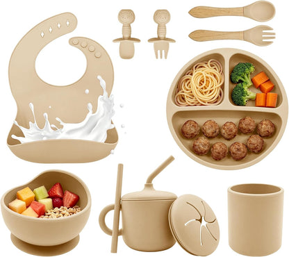 Silicone Baby Feeding Set 9 Pcs, Baby Led Weaning Supplies